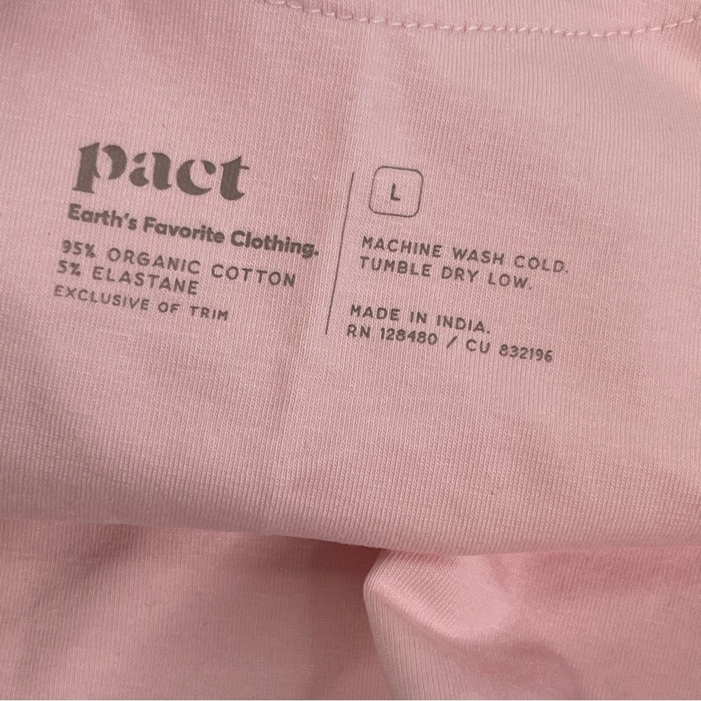 Pact Organic Cotton Double Scoop Longline Bra Pink Size Large NWT - Picture 4 of 5